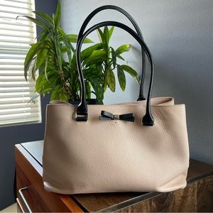 Kate Spade Henderson Street Pebble Leather Pink Purse with Black Handles and Bow